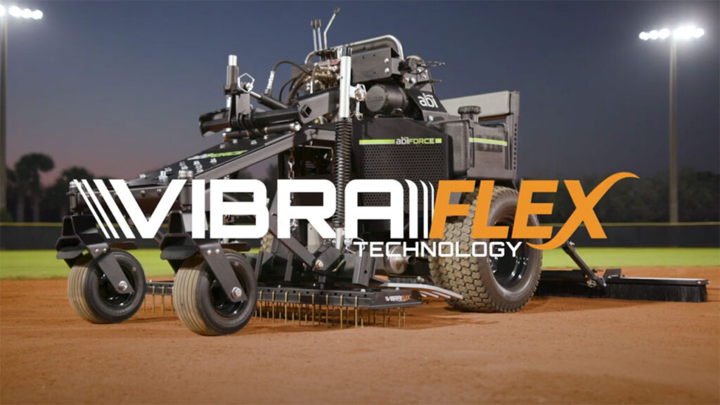 'Vibraflex Technology' is in white text displayed across the screen. The ABI Force is displayed unde the text in a baseball field.