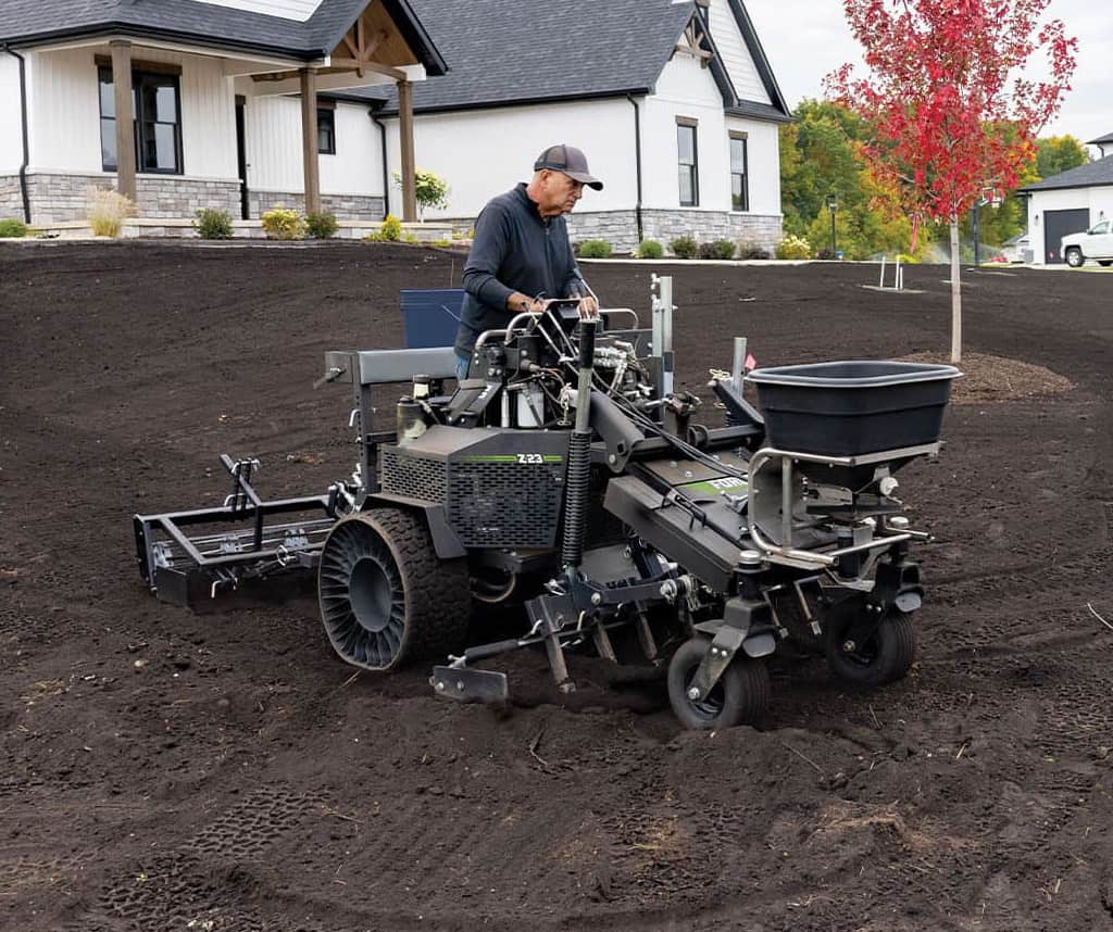 Force being used by a landscaper, who is landscaping.